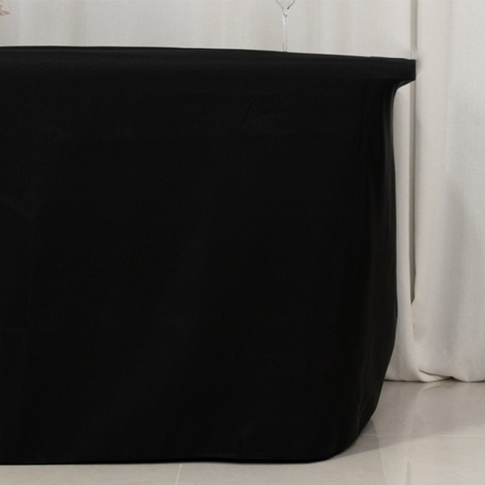 Black 24x30 in Fitted Polyester Rectangular Tablecloth