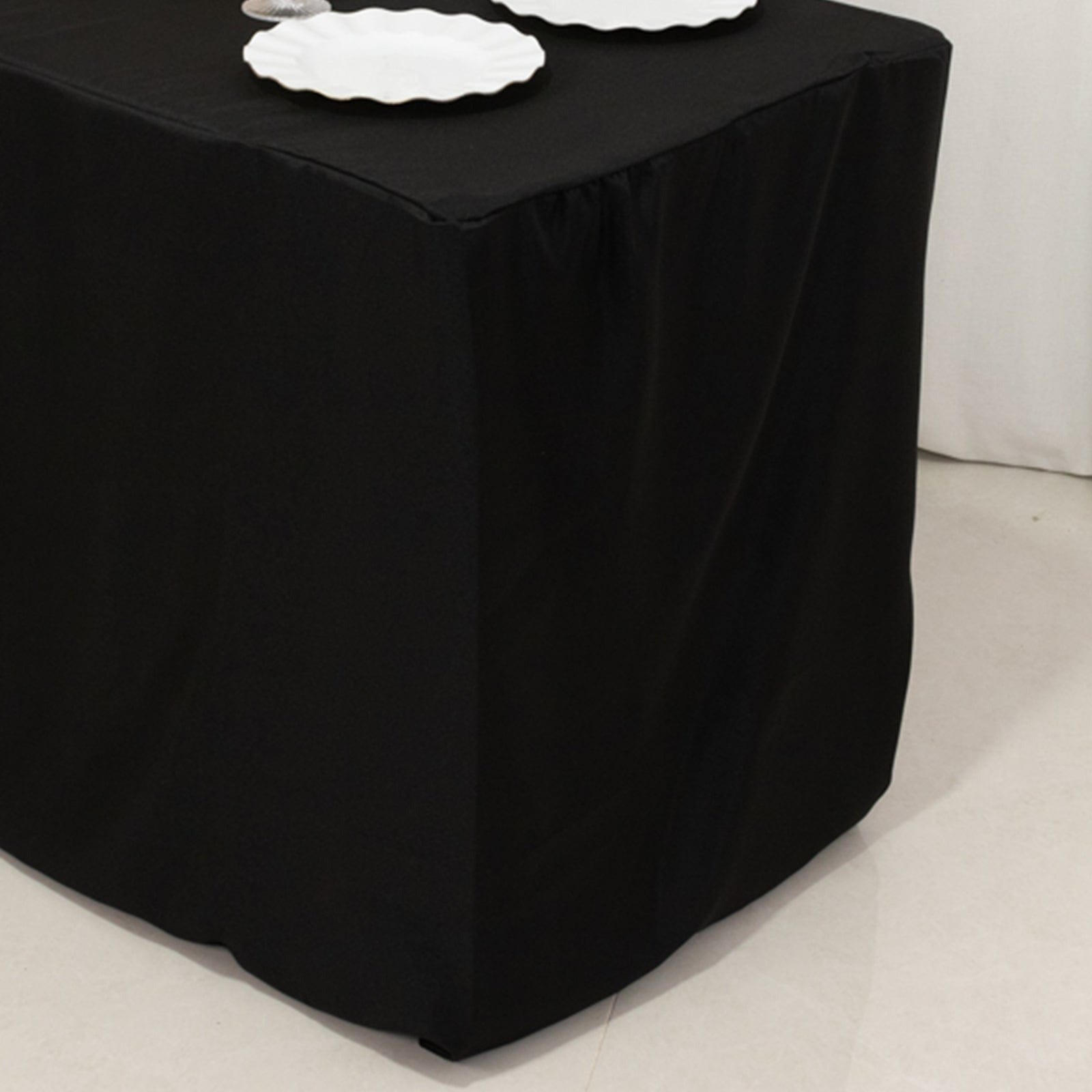 Black 24x30 in Fitted Polyester Rectangular Tablecloth