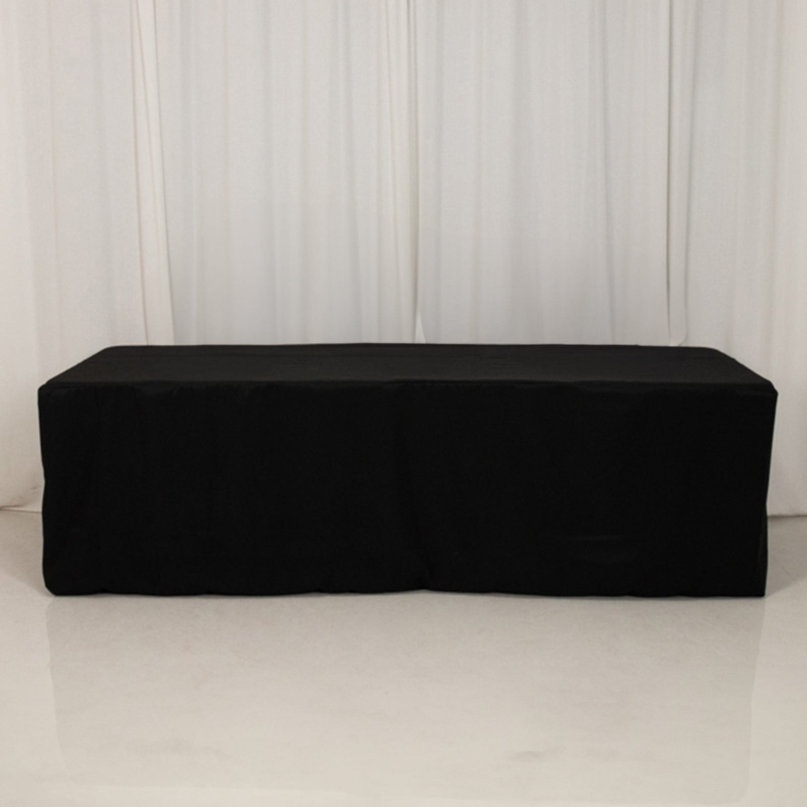 Black 24x30 in Fitted Polyester Rectangular Tablecloth