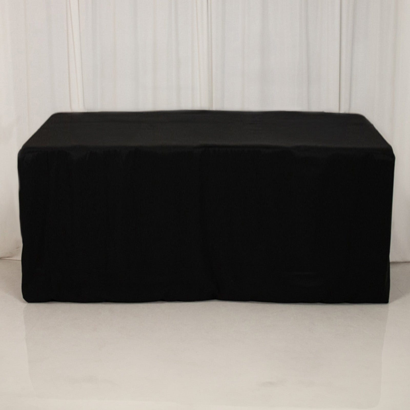 Black 24x42 in Fitted Polyester Rectangular Tablecloth