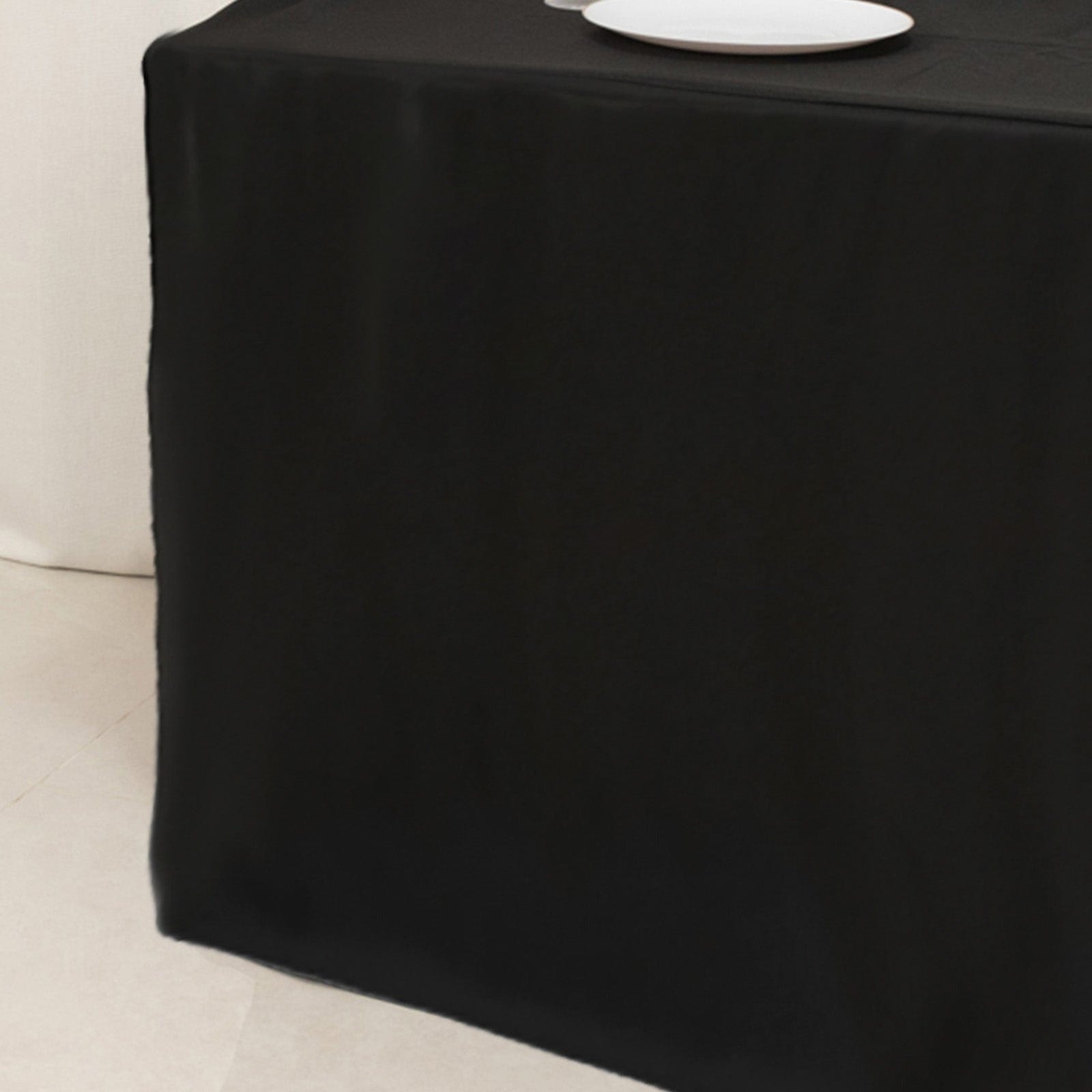 Black 24x42 in Fitted Polyester Rectangular Tablecloth