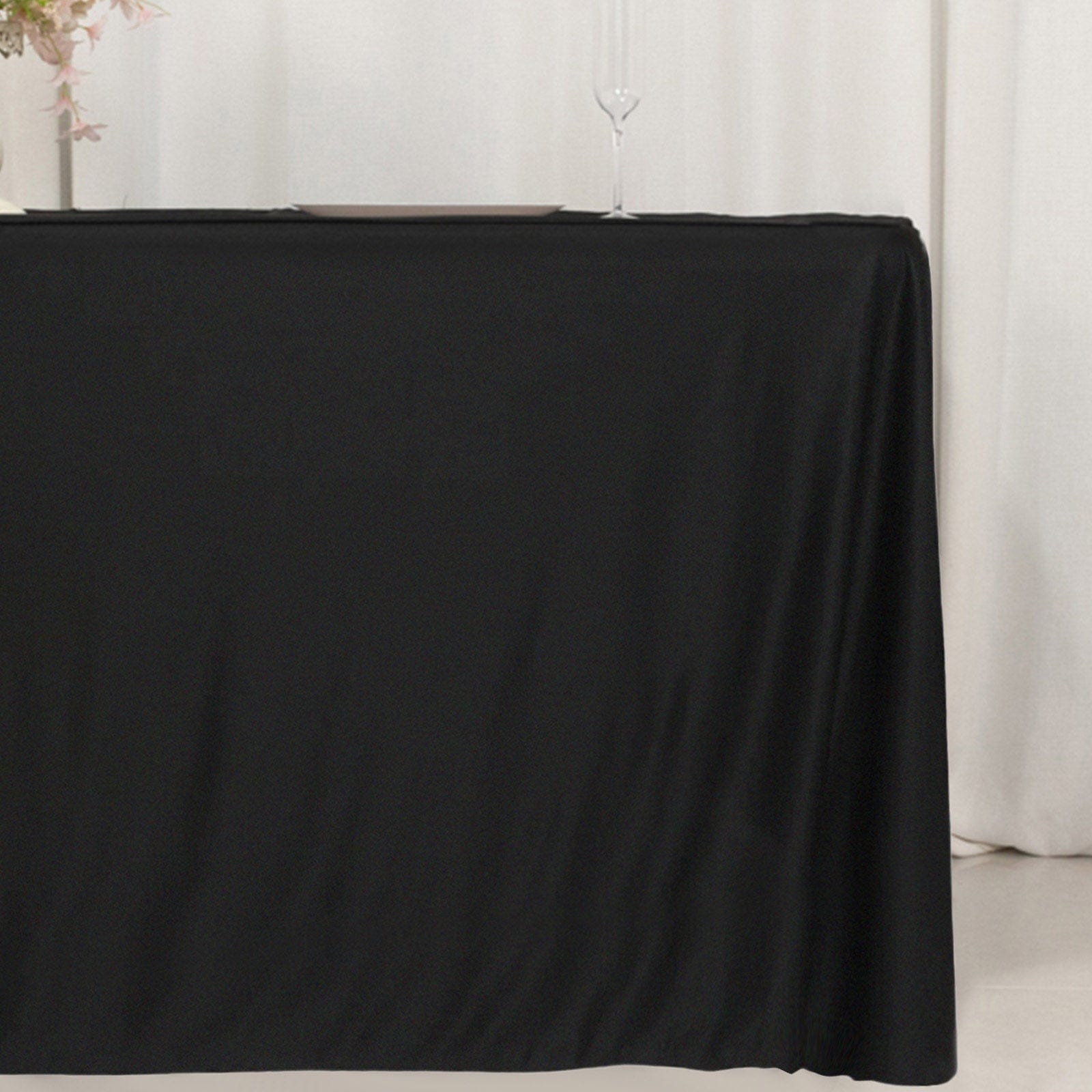 Black 24x42 in Fitted Polyester Rectangular Tablecloth