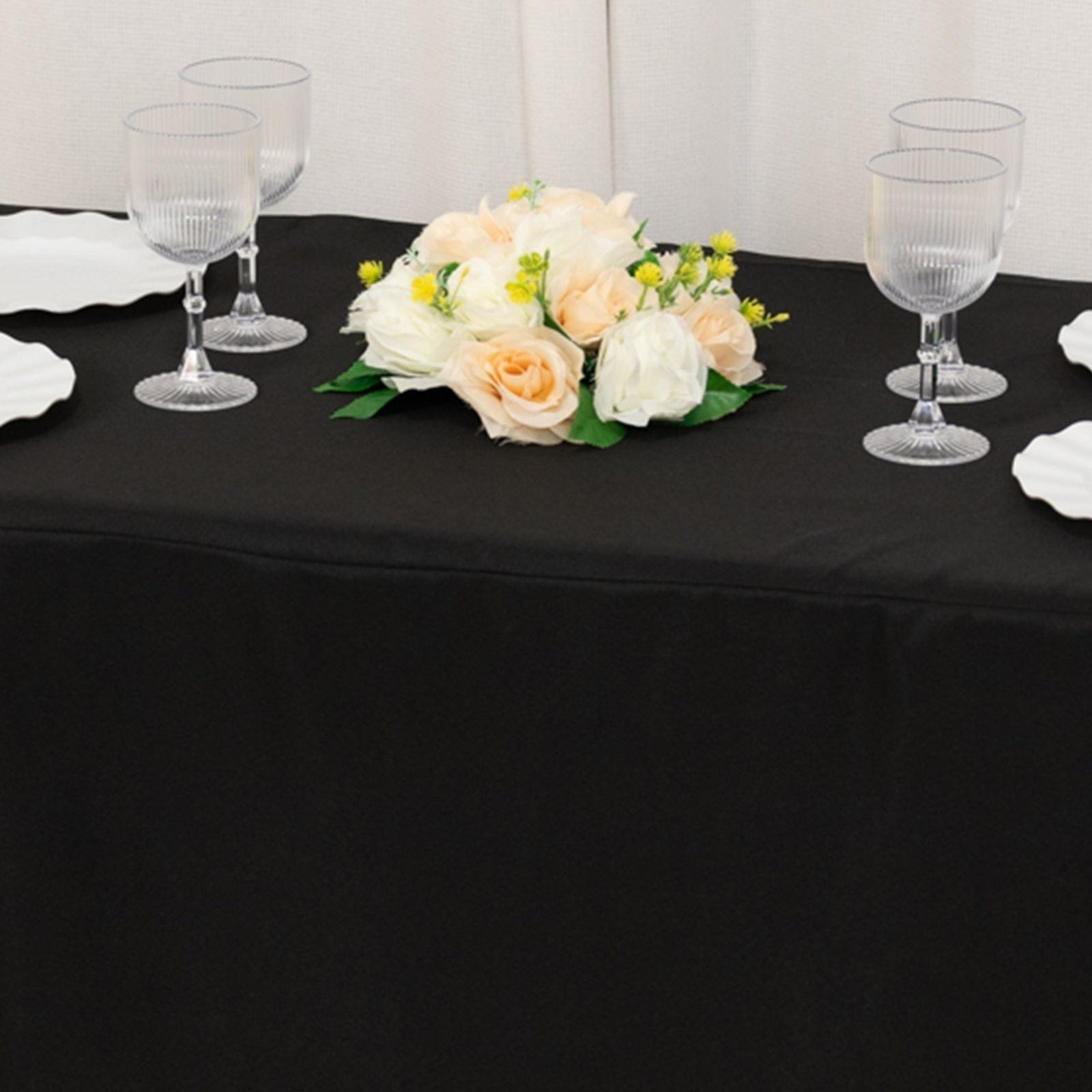 Black 24x42 in Fitted Polyester Rectangular Tablecloth