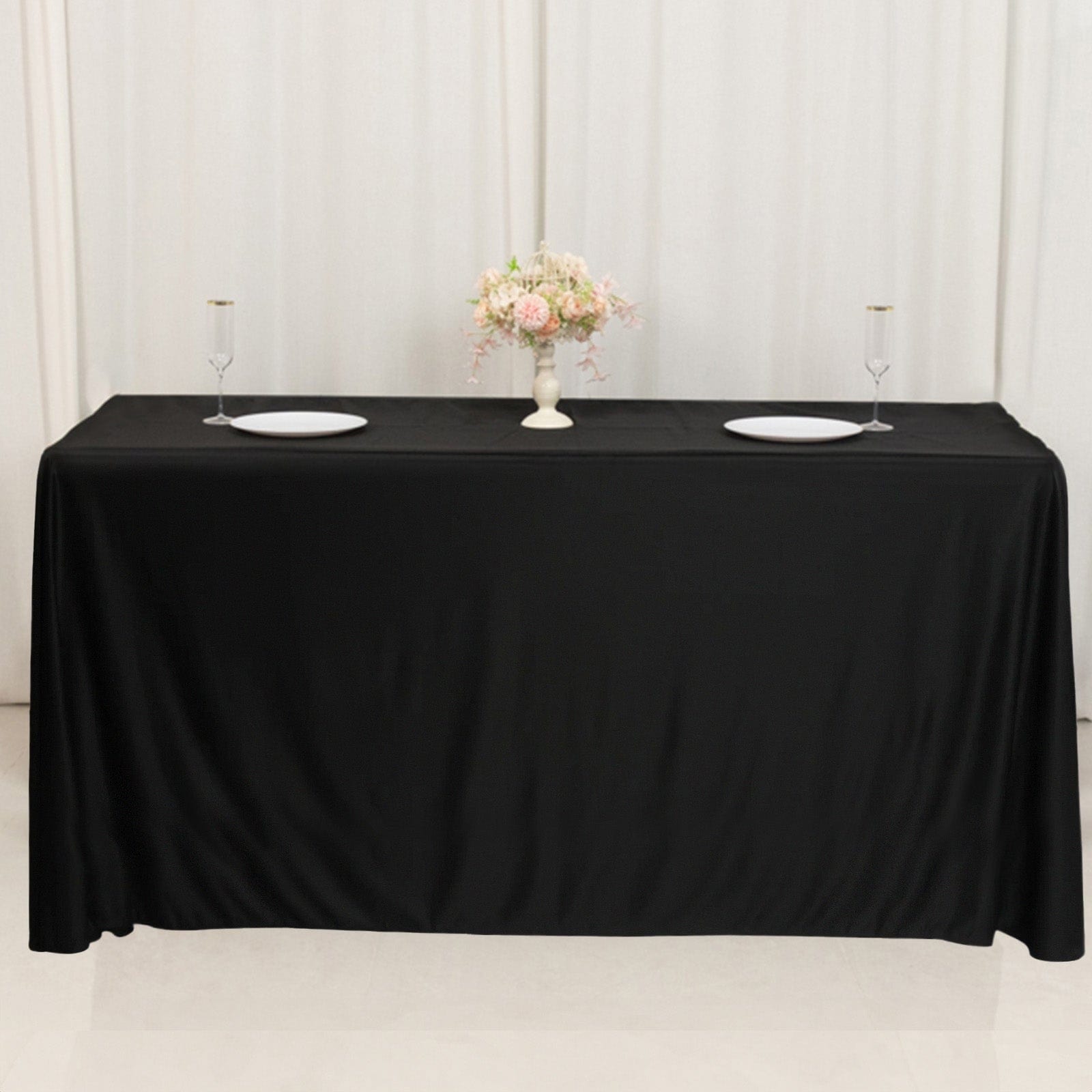 Black 24x42 in Fitted Polyester Rectangular Tablecloth