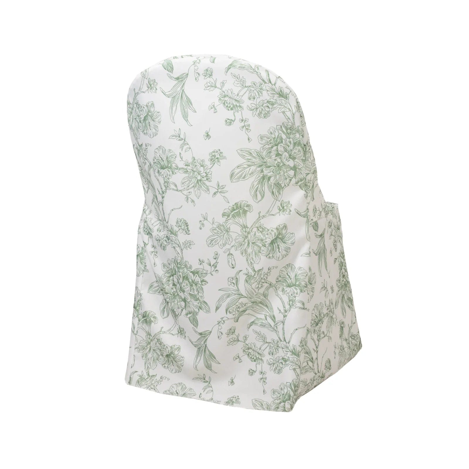 10 White Polyester Folding Chair Covers with French Toile Pattern