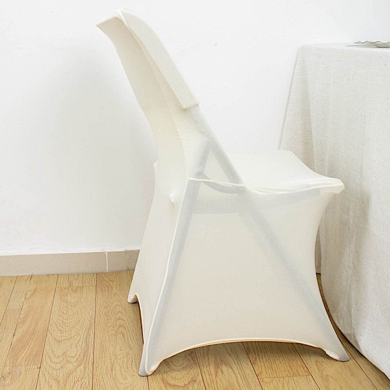 Ivory Lifetime Folding Spandex Chair Covers, Stretch Lycra