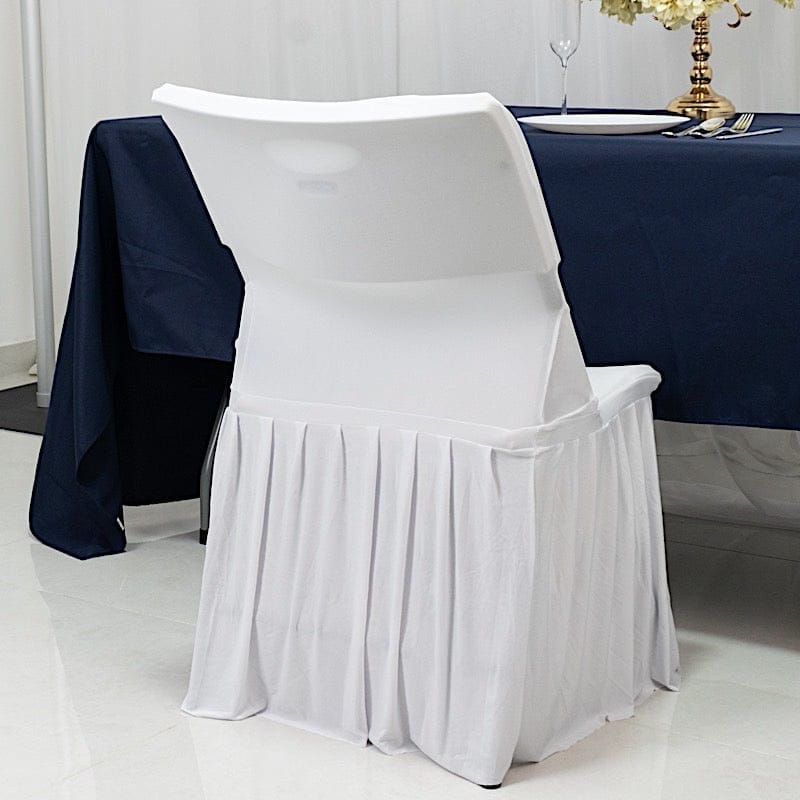 Pleated Spandex Chair Cover Stretch Slipcover with Floor-Length Skirt