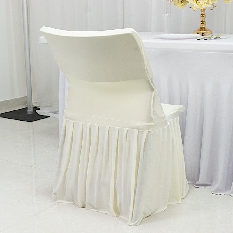 Pleated Spandex Chair Cover Stretch Slipcover with Floor-Length Skirt