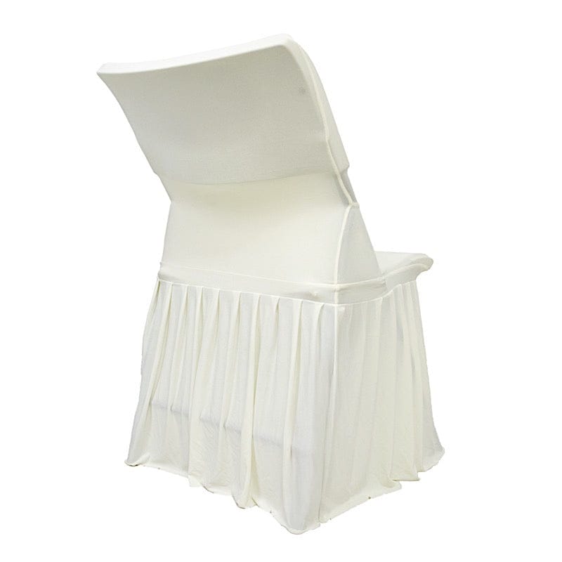 Pleated Spandex Chair Cover Stretch Slipcover with Floor-Length Skirt