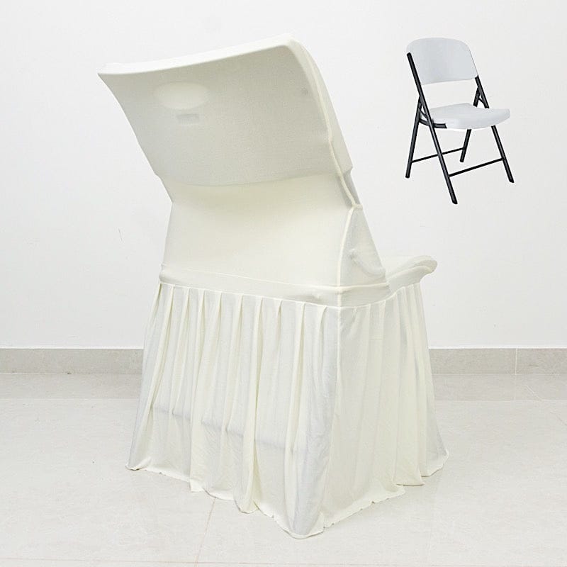 Pleated Spandex Chair Cover Stretch Slipcover with Floor-Length Skirt
