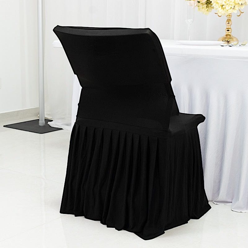 Pleated Spandex Chair Cover Stretch Slipcover with Floor-Length Skirt