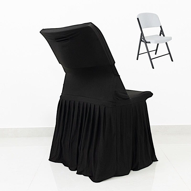 Pleated Spandex Chair Cover Stretch Slipcover with Floor-Length Skirt