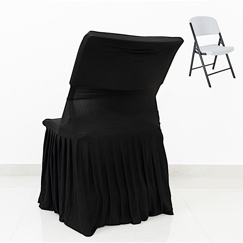 Pleated Spandex Chair Cover Stretch Slipcover with Floor-Length Skirt