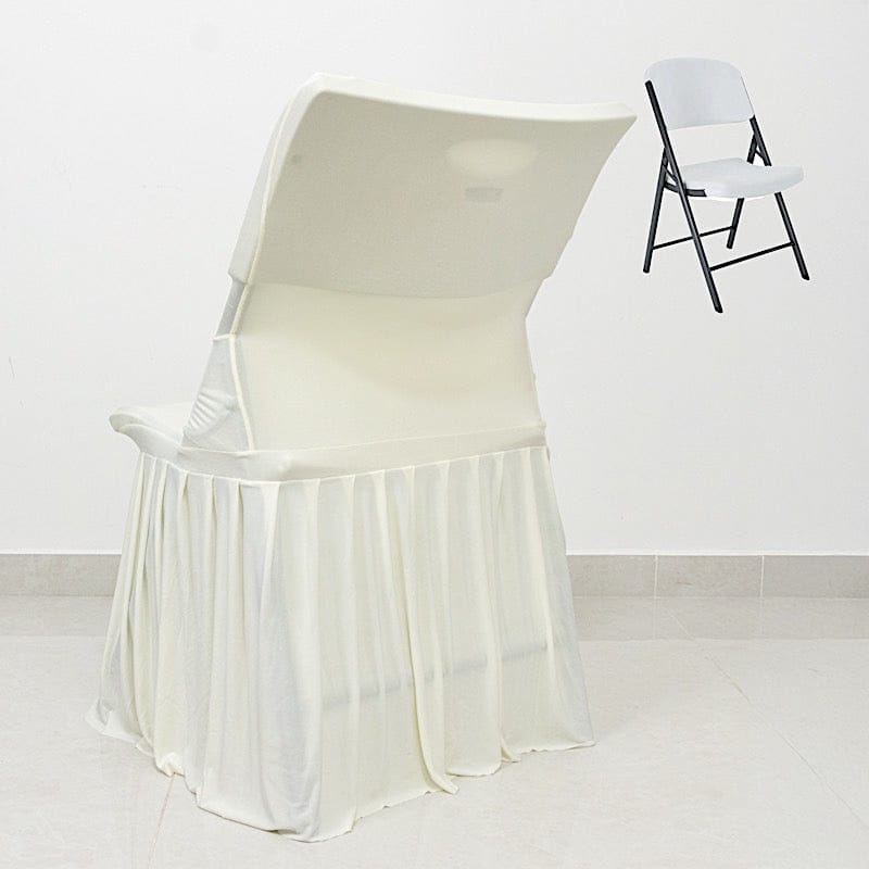 Pleated Spandex Chair Cover Stretch Slipcover with Floor-Length Skirt