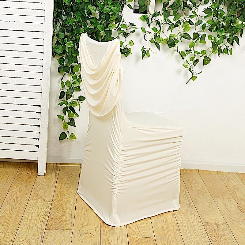 Spandex Fitted Folding with Ruched Swag Back and Foot Pockets Chair Cover