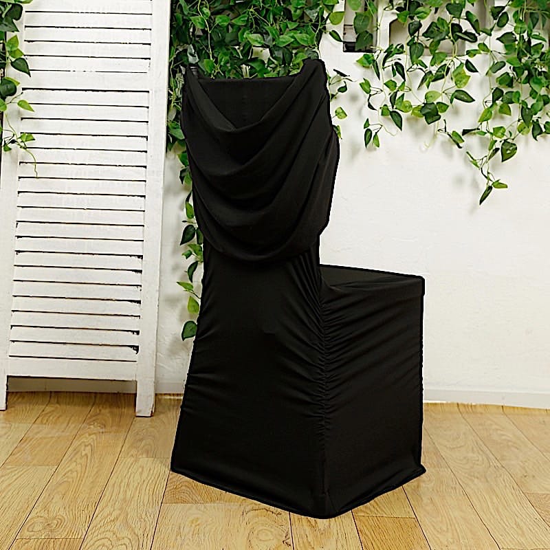 Spandex Fitted Folding with Ruched Swag Back and Foot Pockets Chair Cover