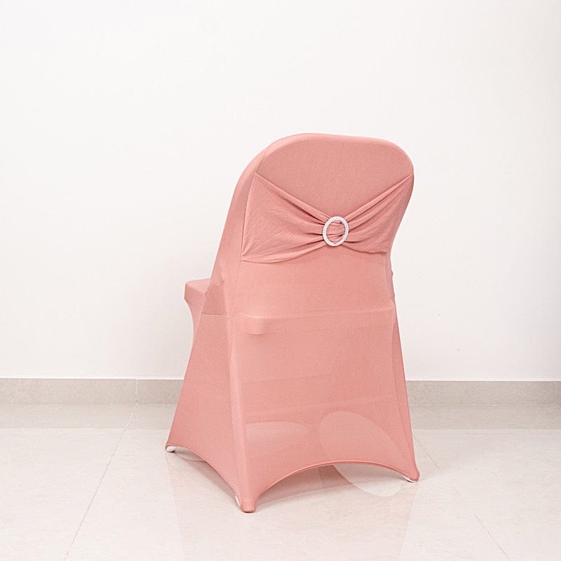 Spandex Folding Chair Cover Silver Rhinestone Buckled Sash Band