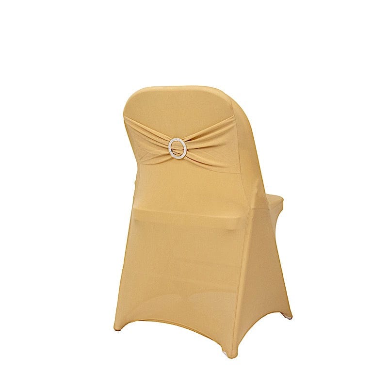 Spandex Folding Chair Cover Silver Rhinestone Buckled Sash Band