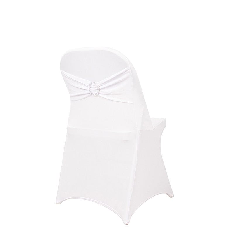 Spandex Folding Chair Cover Silver Rhinestone Buckled Sash Band