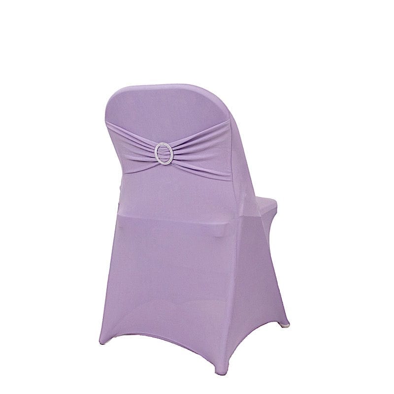 Spandex Folding Chair Cover Silver Rhinestone Buckled Sash Band