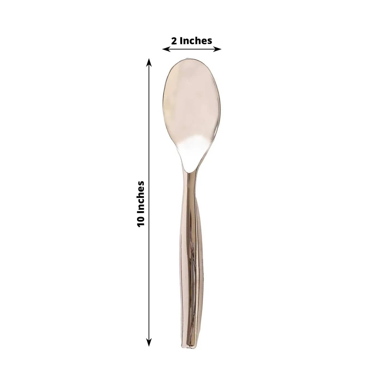 10 Silver Disposable Heavy Duty Plastic Serving Spoons