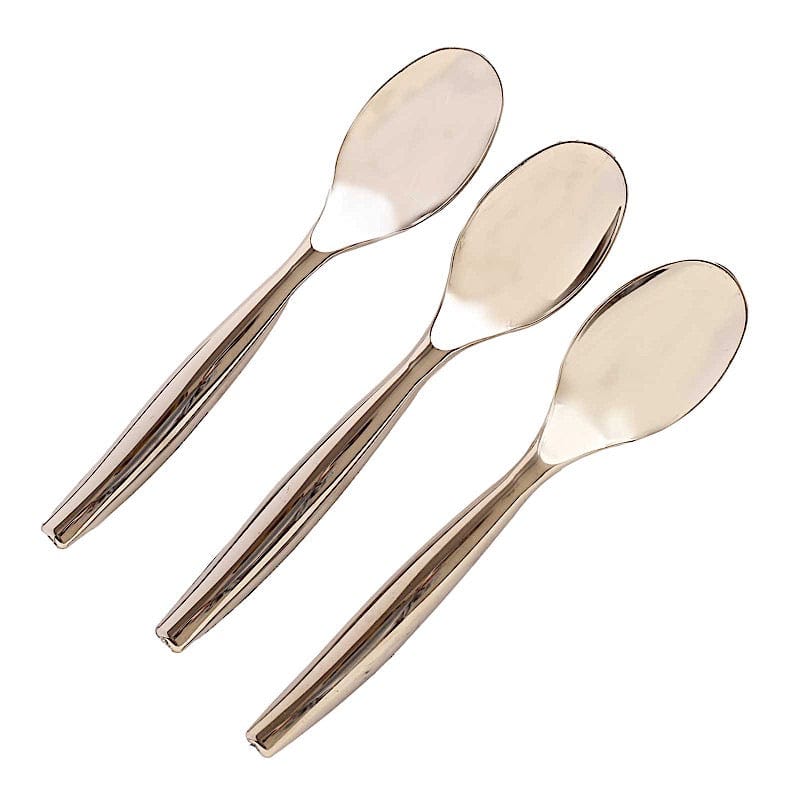 10 Silver Disposable Heavy Duty Plastic Serving Spoons