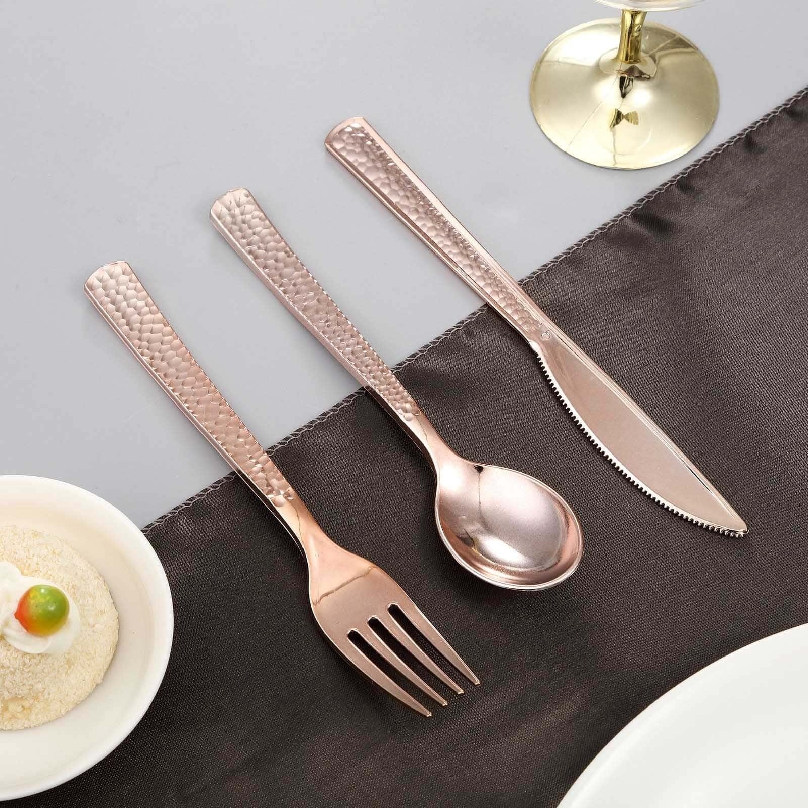 24 pcs 7 in long Hammered Design Disposable Plastic Party Forks