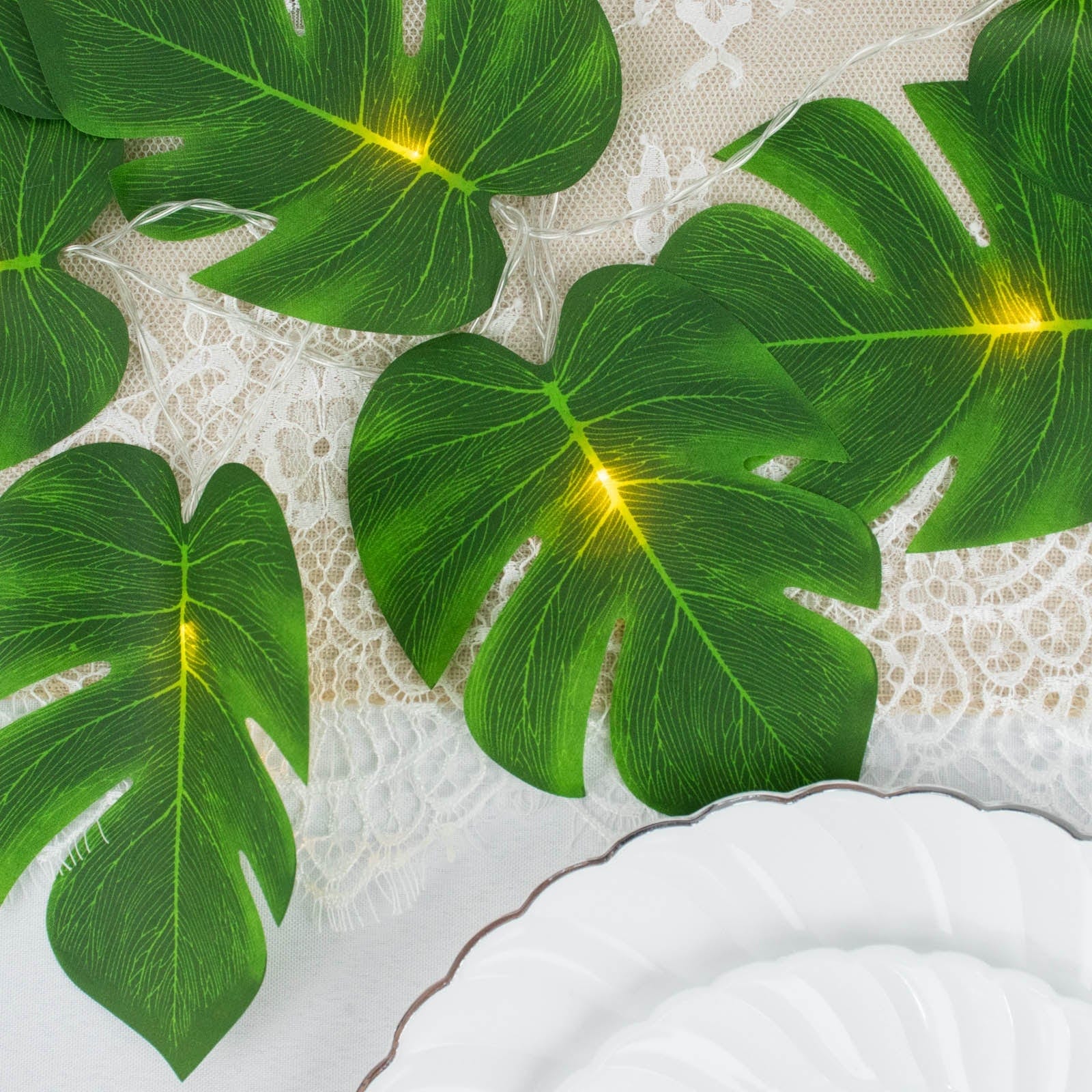10 feet Green LED Artificial Monstera Leaves Garland String Lights