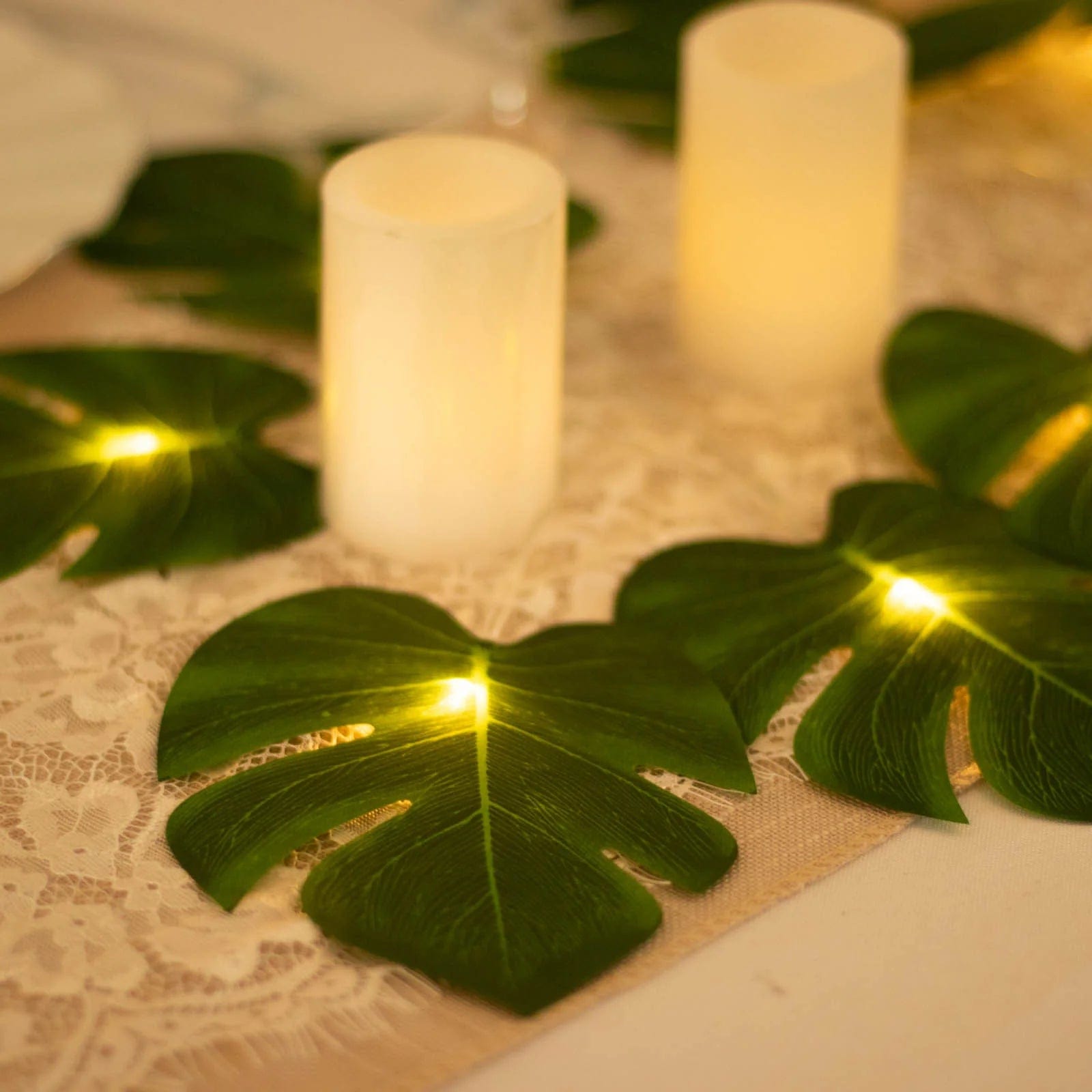 10 feet Green LED Artificial Monstera Leaves Garland String Lights