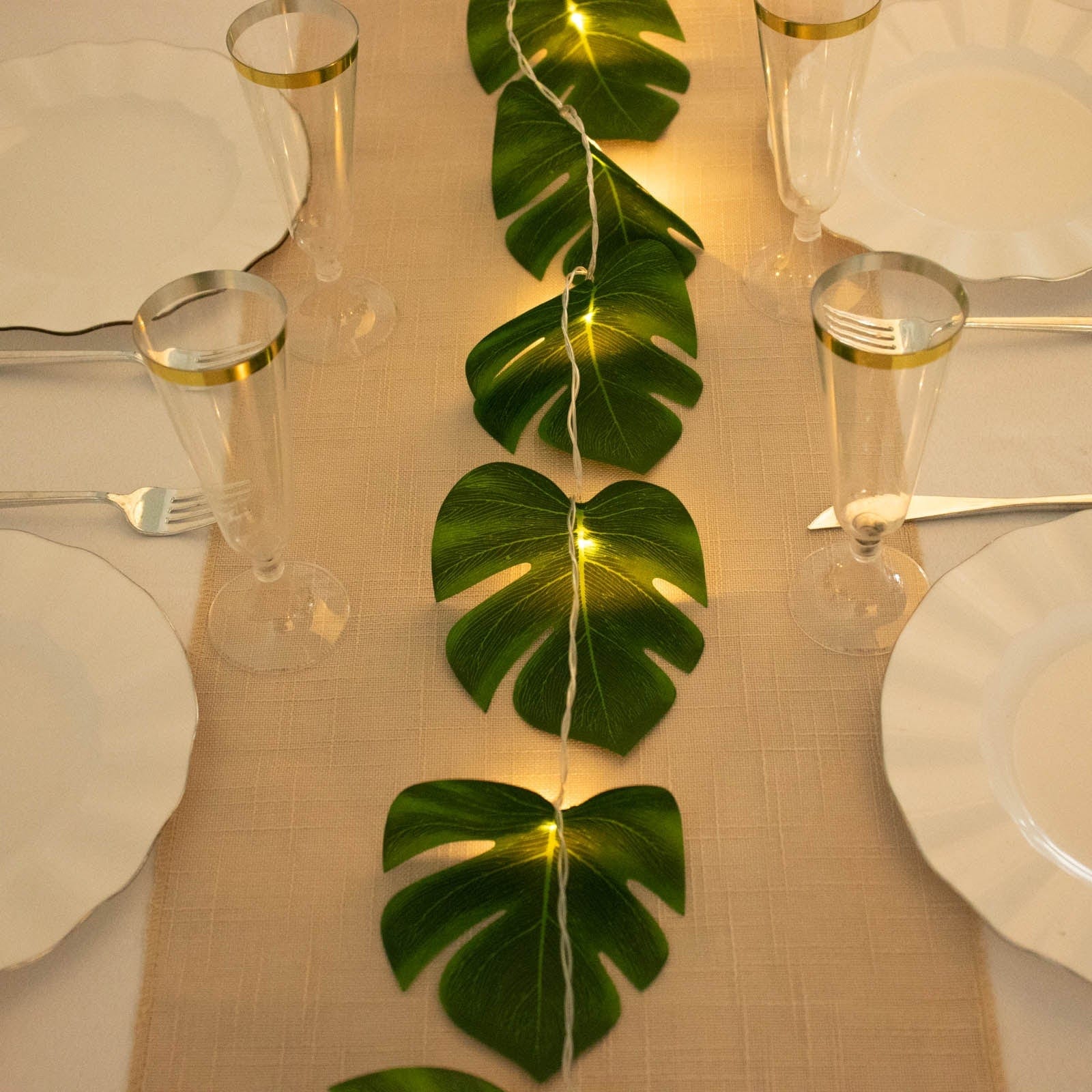 10 feet Green LED Artificial Monstera Leaves Garland String Lights
