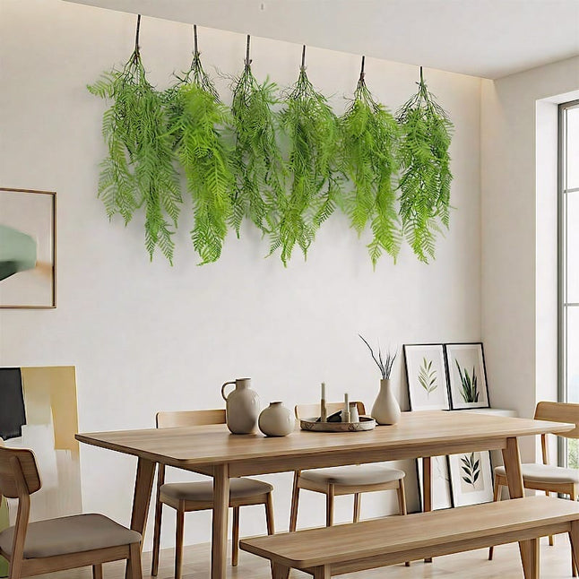10 pack 32 in Green Artificial Hanging Fern Bushes