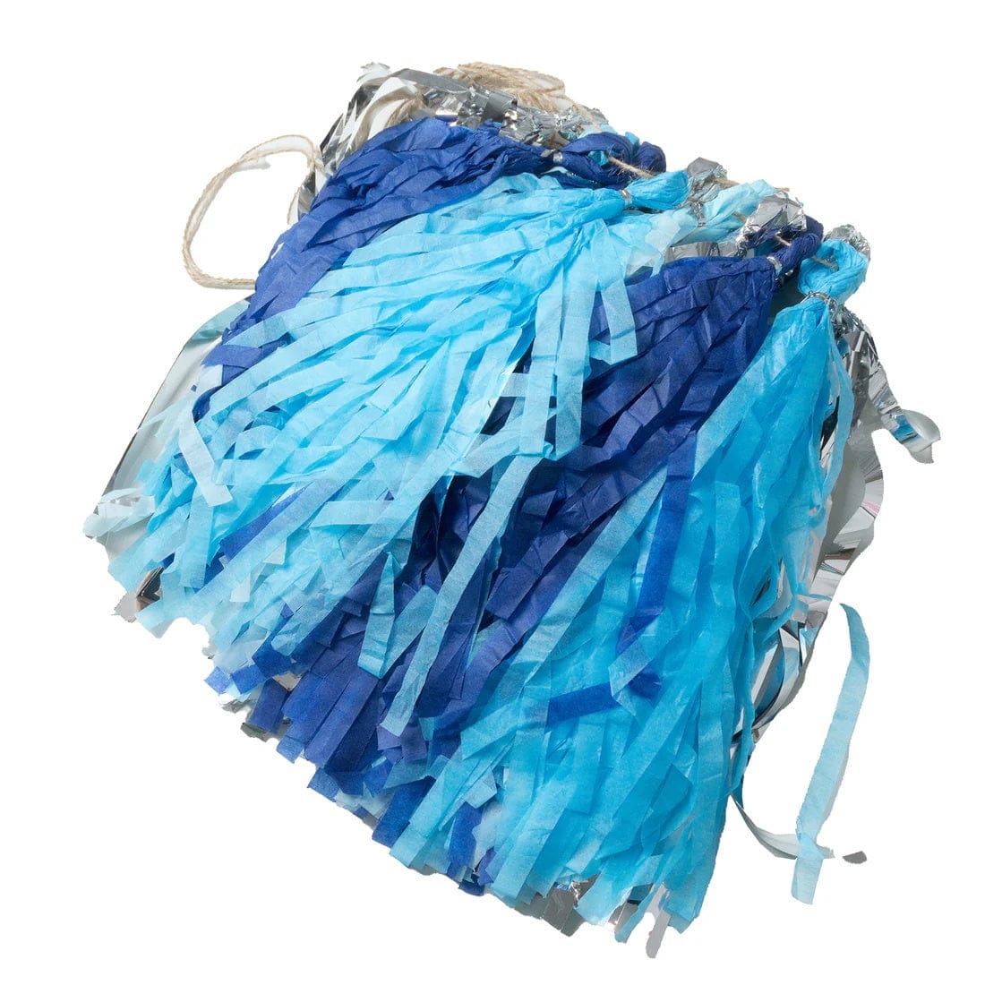 16 Assorted Pre-Tied Foil and Paper Tassels Garland with 10 feet Hanging String
