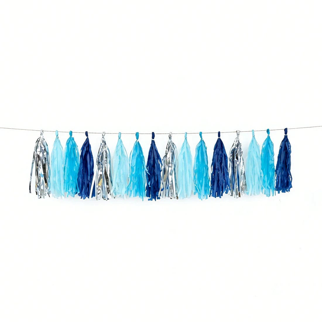 16 Assorted Pre-Tied Foil and Paper Tassels Garland with 10 feet Hanging String