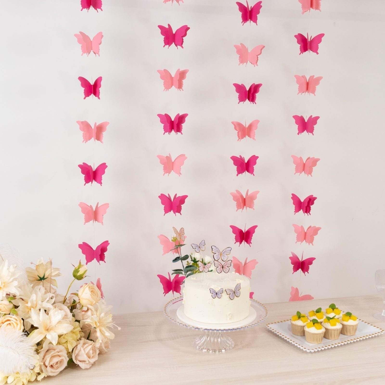2 Metallic 9 feet Hanging 3D Butterfly Paper Party Garlands