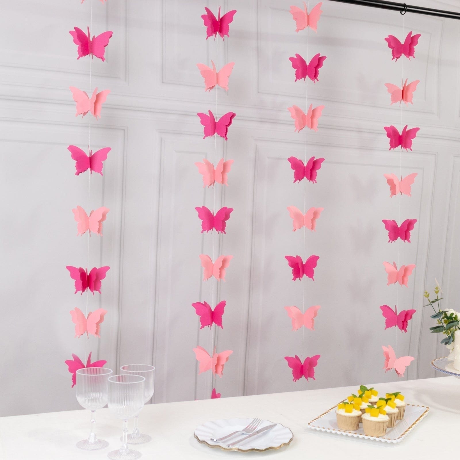 2 Metallic 9 feet Hanging 3D Butterfly Paper Party Garlands