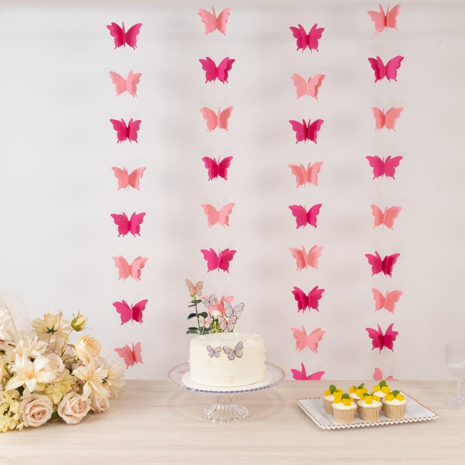 2 Metallic 9 feet Hanging 3D Butterfly Paper Party Garlands