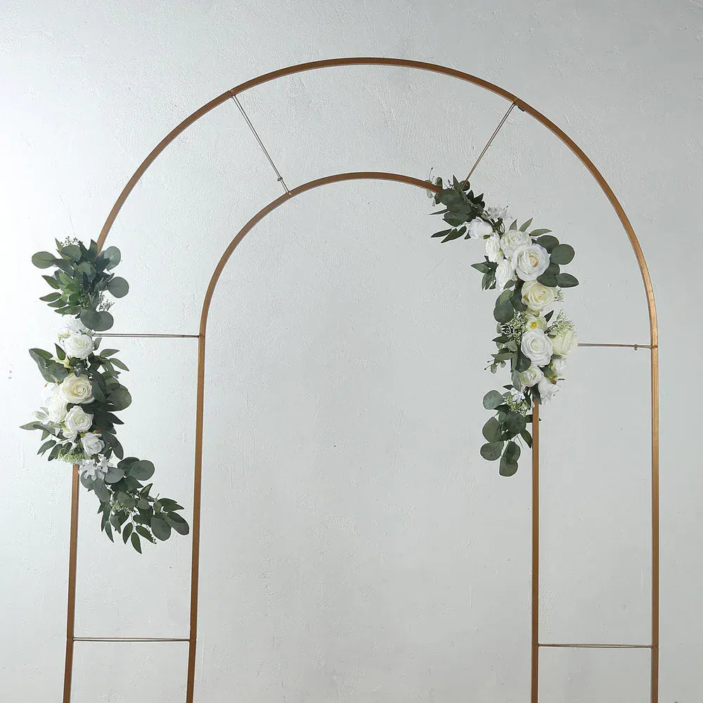 Leave Arch 2 White Artificial Rose Floral Swag Silk Flowers with Eucalyptus Leave ...