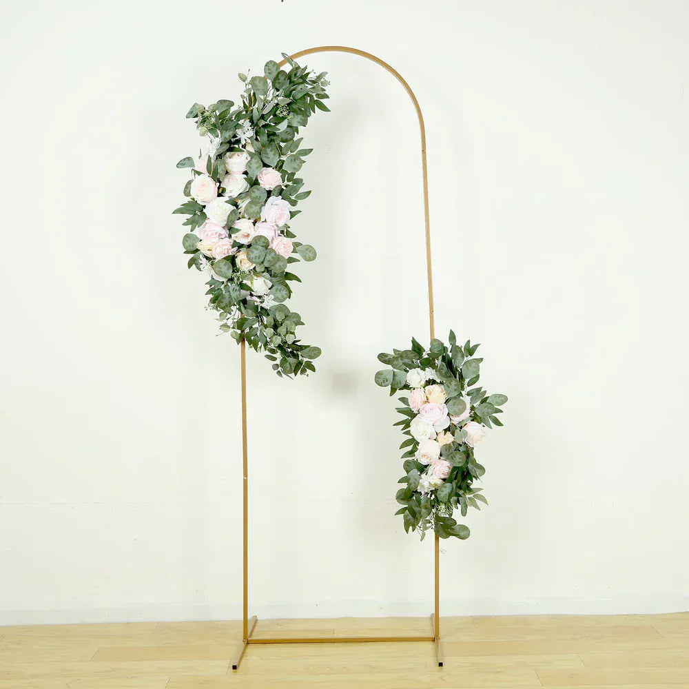 2 pcs 24 in, 42 in Silk Artificial Rose Floral Swag Wedding Arch with Eucalyptus Leaves