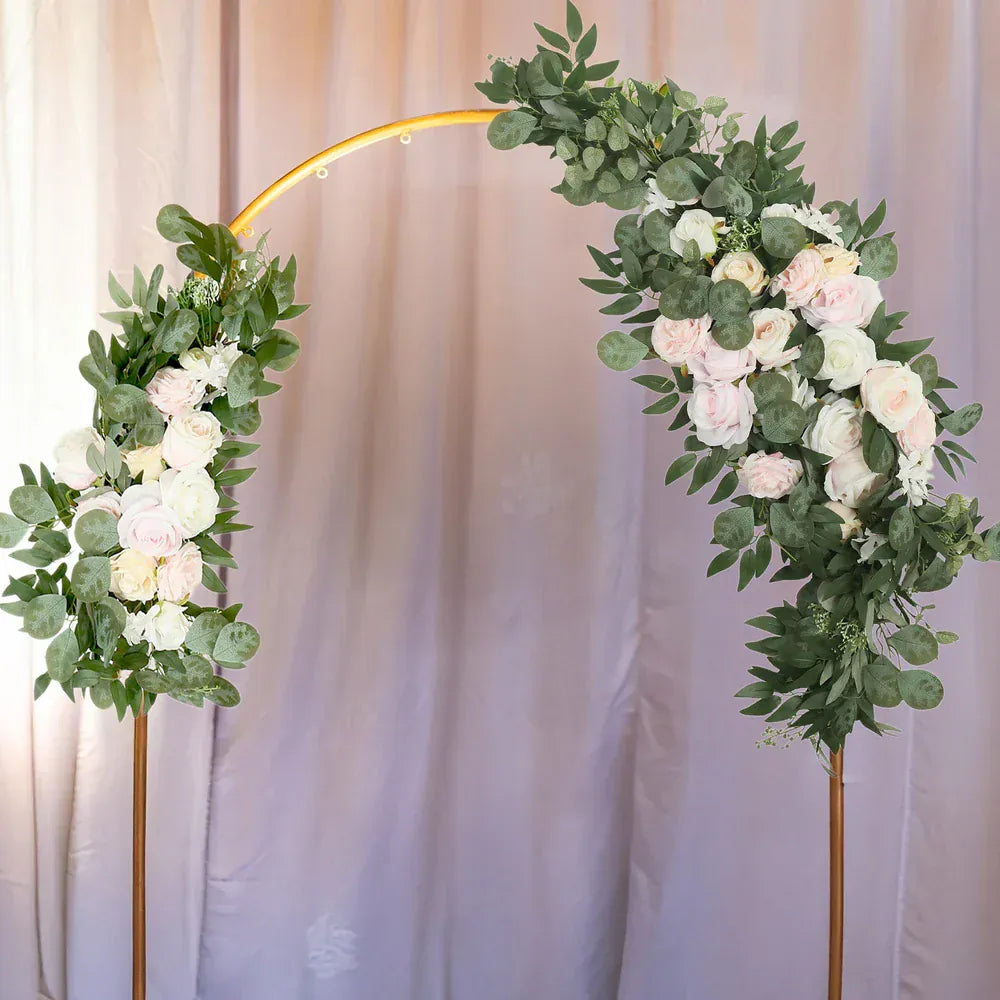 2 pcs 24 in, 42 in Silk Artificial Rose Floral Swag Wedding Arch with Eucalyptus Leaves