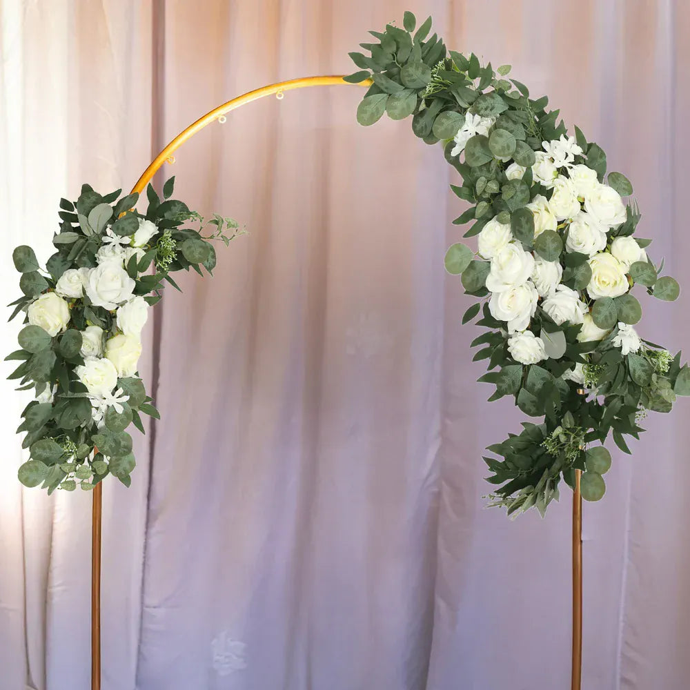 2 pcs 24 in, 42 in Silk Artificial Rose Floral Swag Wedding Arch with Eucalyptus Leaves