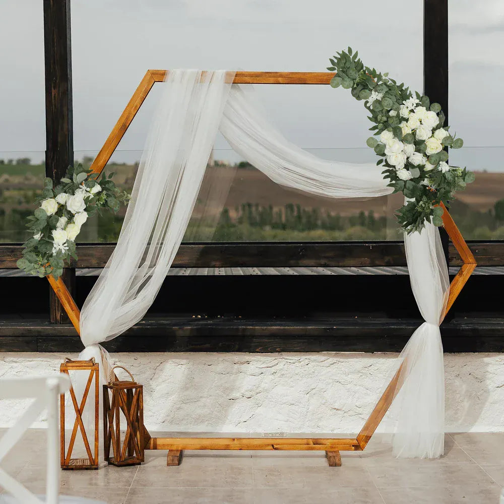 2 pcs 24 in, 42 in Silk Artificial Rose Floral Swag Wedding Arch with Eucalyptus Leaves