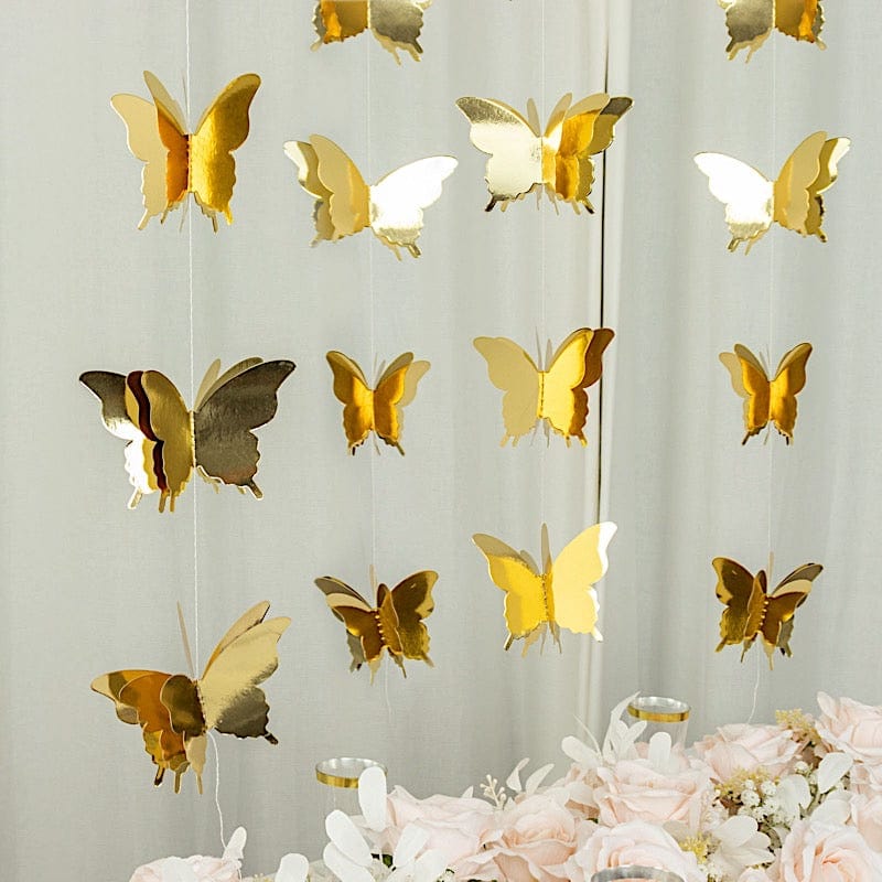 2 Metallic 9 feet Hanging 3D Butterfly Paper Party Garlands