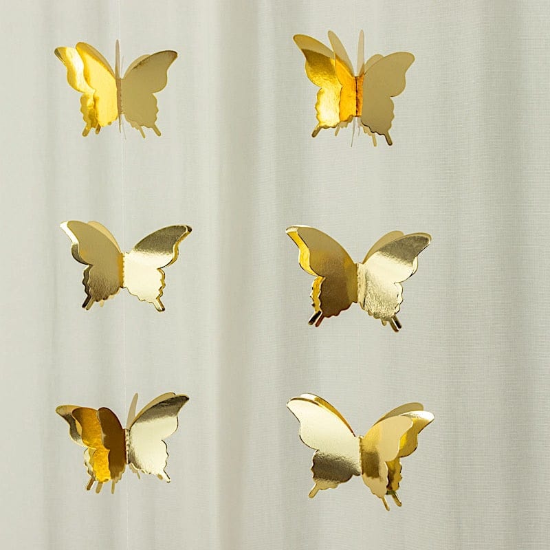 2 Metallic 9 feet Hanging 3D Butterfly Paper Party Garlands
