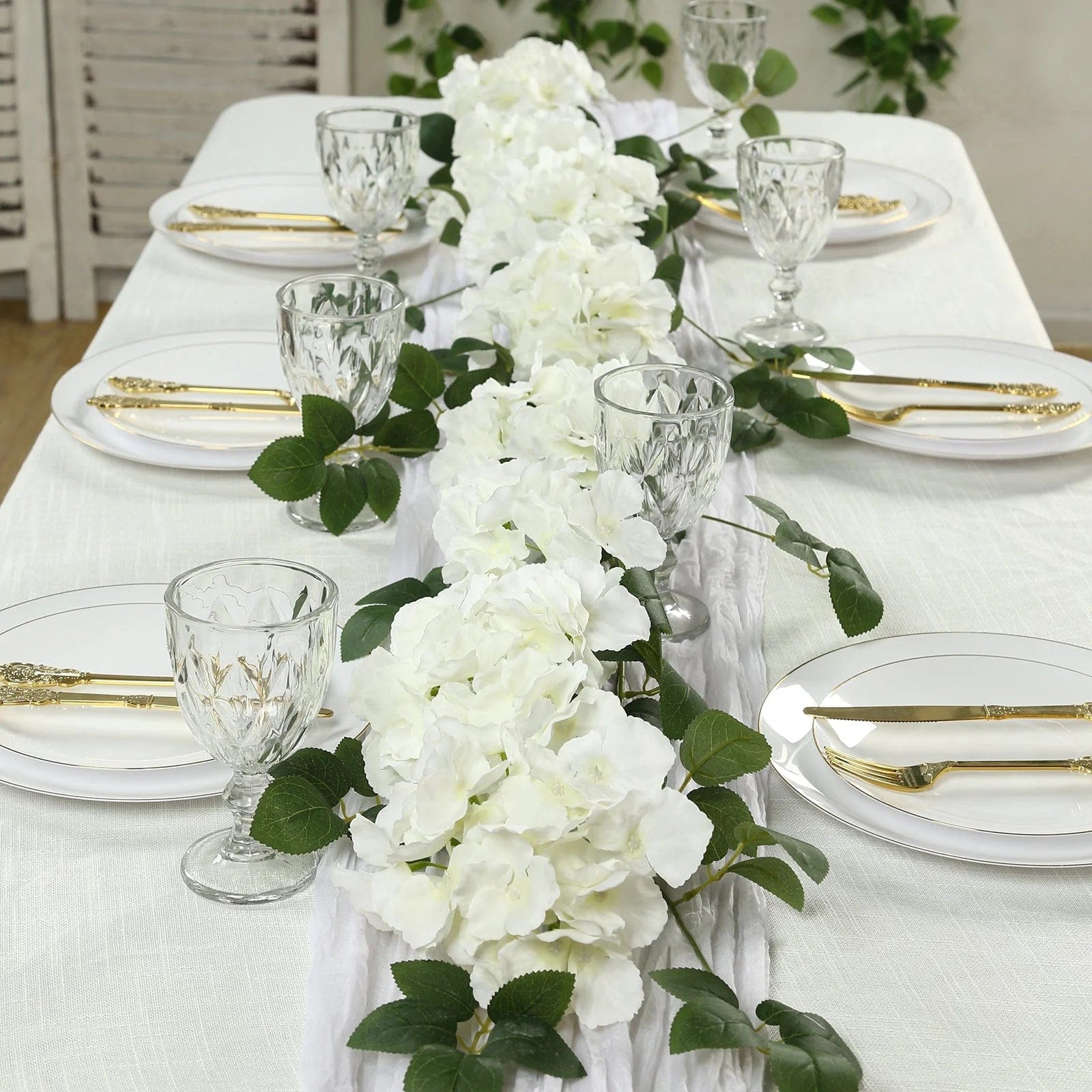 2 Silk 5.5 feet Artificial Hydrangea Flower Garlands