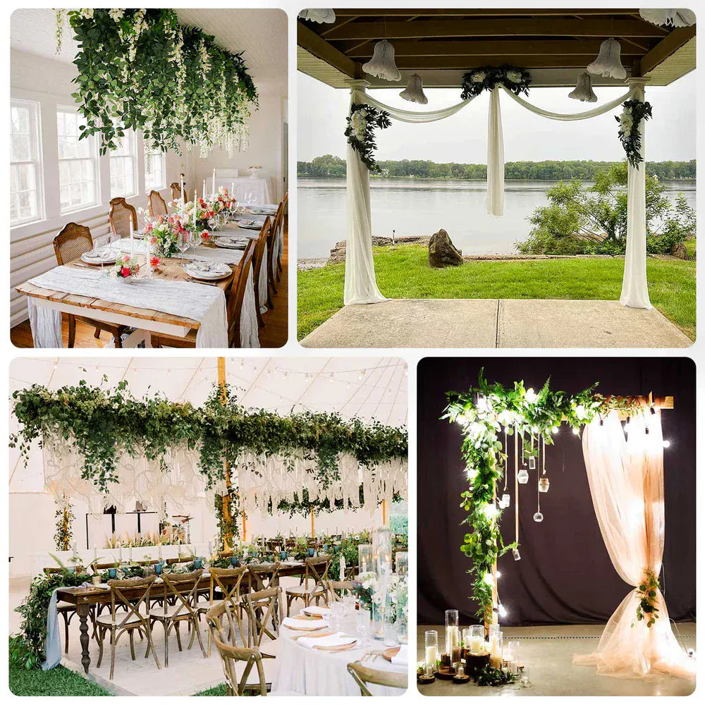 3 Green Artificial Hanging Greenery Bushes Silk Rose Leaf Vines