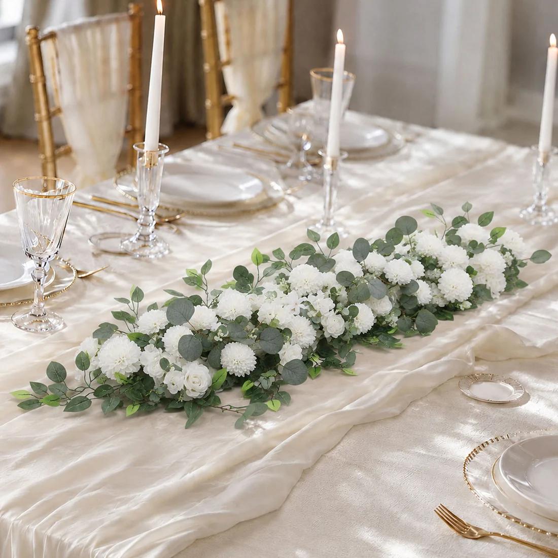 40 x 16 in Pre-Arranged Artificial Floral Runner Assorted Silk Flowers
