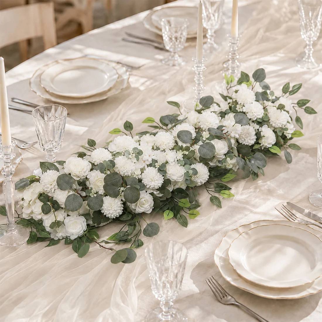 40 x 16 in Pre-Arranged Artificial Floral Runner Assorted Silk Flowers