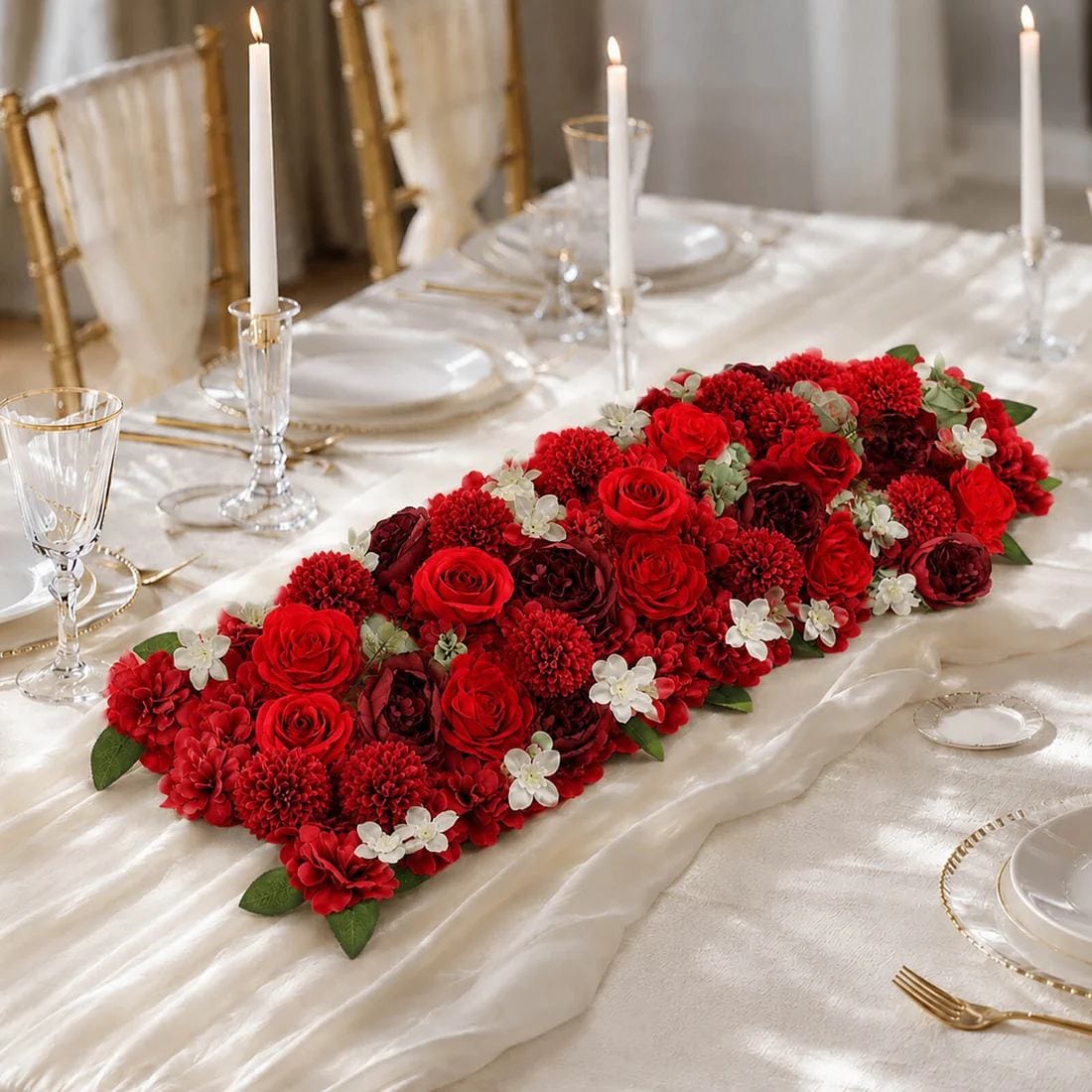 40 x 16 in Pre-Arranged Artificial Floral Runner Assorted Silk Flowers