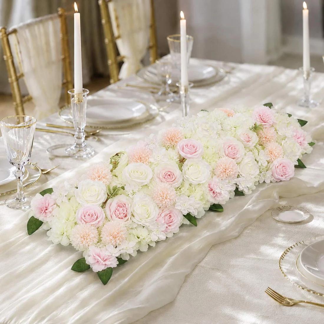 40 x 16 in Pre-Arranged Artificial Floral Runner Assorted Silk Flowers