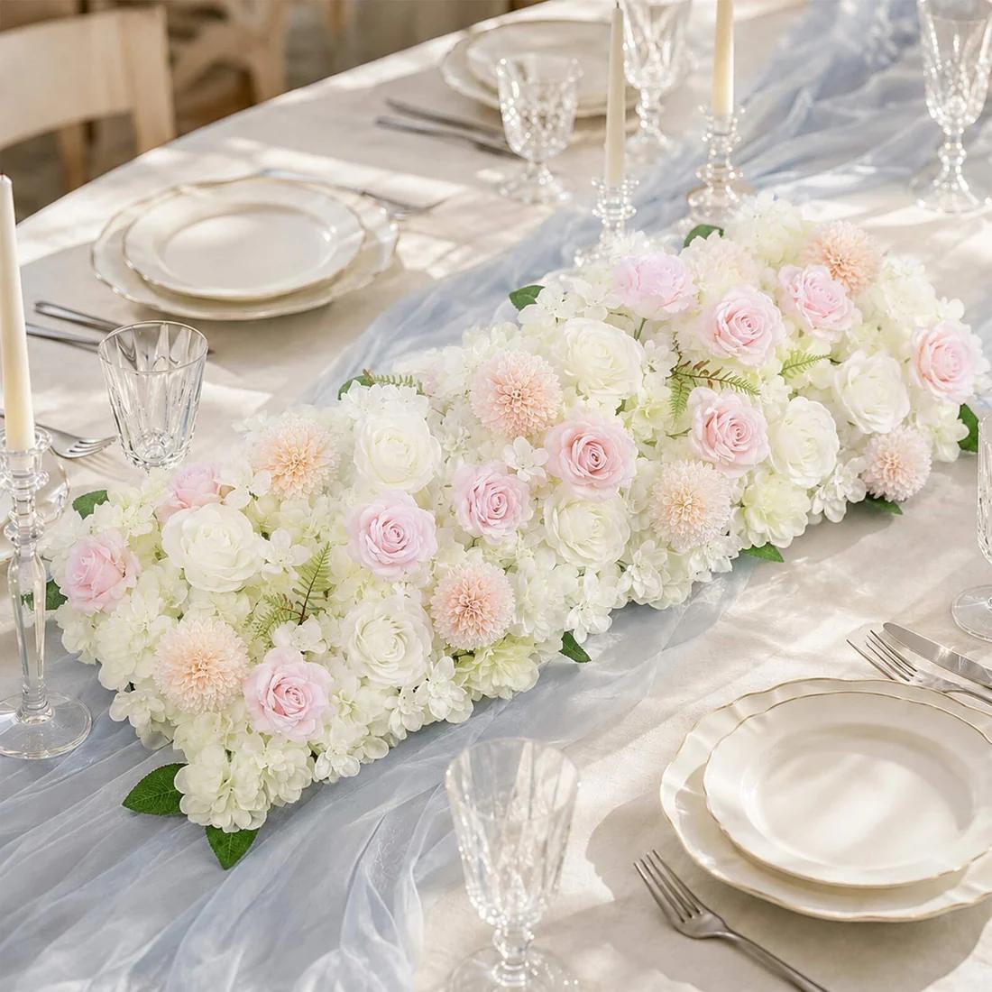 40 x 16 in Pre-Arranged Artificial Floral Runner Assorted Silk Flowers